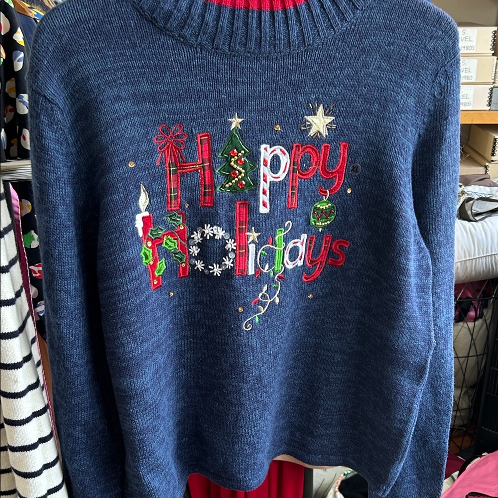 Tiara International Blue Holiday Sweater